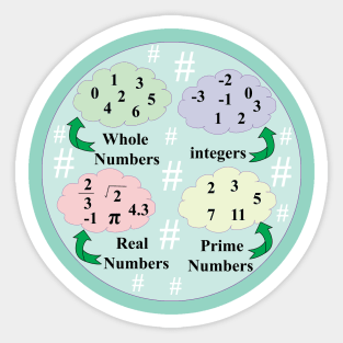 types of Numbers in mathematics for math students Sticker